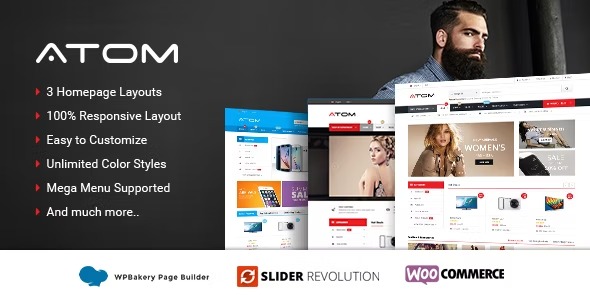 Atom - Responsive WooCommerce WordPress Theme Nulled
