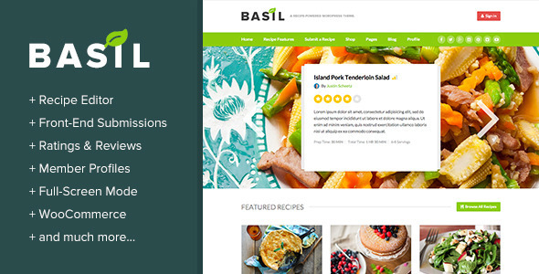 Basil Recipes v1.4.7 – A Recipe-Powered WordPress Theme