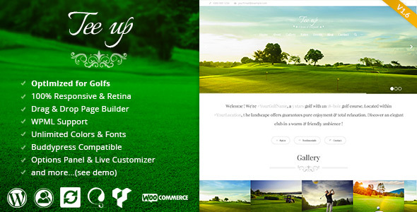 Tee Up - Elegant Golf WordPress Theme v1.6