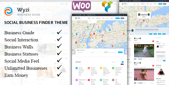 Wyzi v2.0.2 - Business Finder and Service Provider Booking WordPress Social Look Directory Listing Theme 