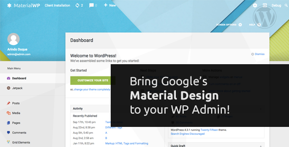 Material WP v0.0.52 - Material Design Dashboard Theme