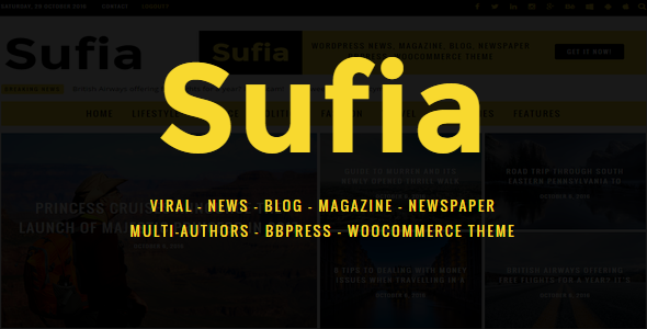 Sufia v1.0 - News Blog Magazine Newspaper Multipurpose Theme