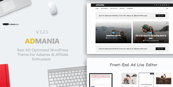 Admania v1.2.1 - Template WordPress Terbaik yang Dioptimalkan AD Untuk Penggemar Adsense dan Afiliasi 