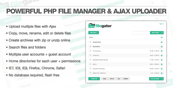 FileGator v4.2.9 - Pengelola File PHP yang Kuat dan Pengunggah Ajax 