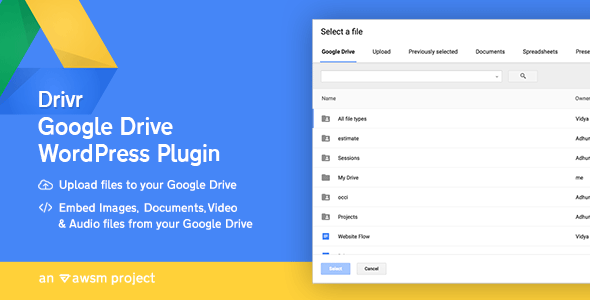Drivr v1.0.0 - Google Drive Plugin for WordPress