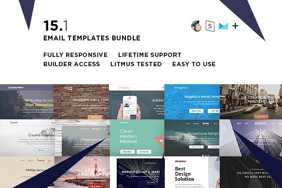 CreativeMarket - 15 Email templates bundle + Builder
