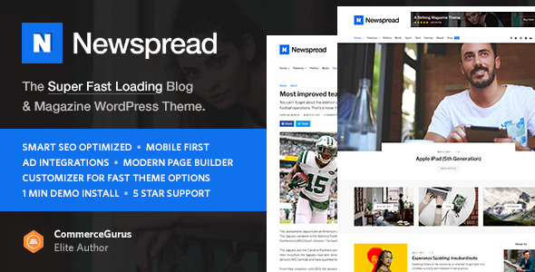 Newspread v1.0.0 - Magazine, Blog, Newspaper and Review WordPress Theme
