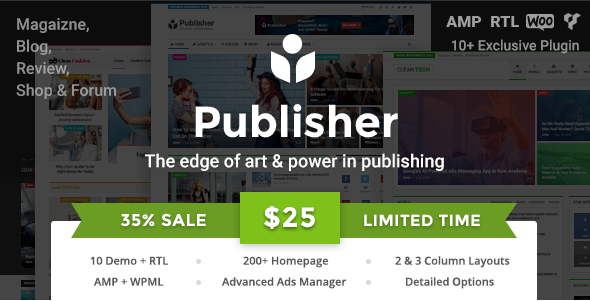Publisher v1.9.3 - Newspaper Magazine AMP | WordPress Theme