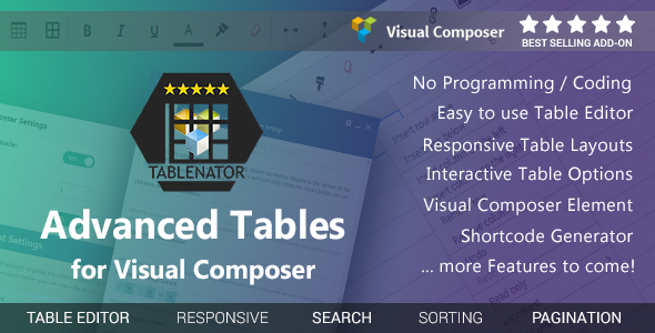 Tablenator v1.2.1 - Tabel Tingkat Lanjut untuk Visual Composer 