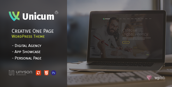 Unicum v1.3.5 - One Page Creative WordPress Theme With RTL Support