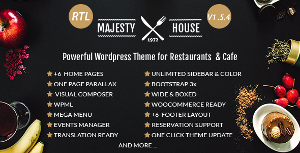 Majesty v1.5.5 - Template Restoran WooCommerce WordPress 
