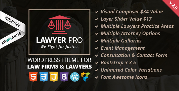 Lawyer Pro v2.0 - Template WordPress Responsif untuk Pengacara 