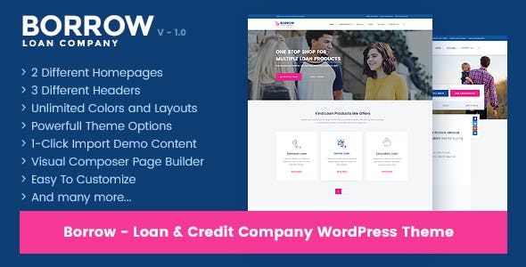 Borrow - Loan Company Responsive WordPress Theme