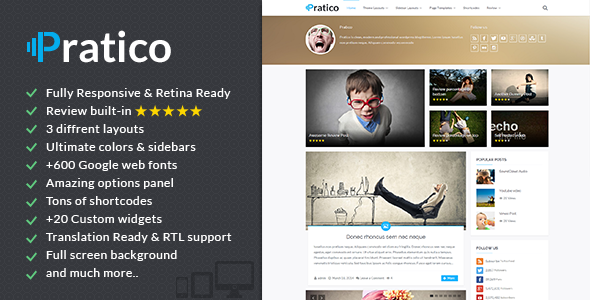 Pratico v1.0.1 - Retina Responsive WordPress Blog Theme
