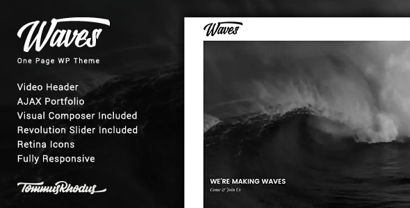 Waves v1.0.3 - Fullscreen Video One-Page WordPress Theme