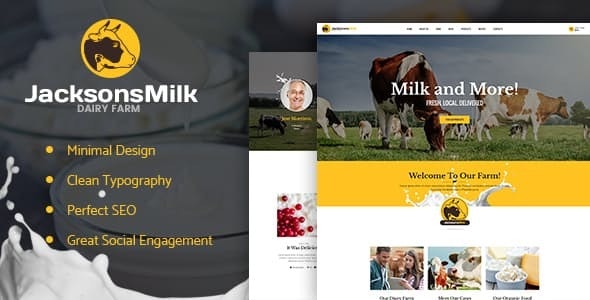Dairy Farm & Eco Milk Products WordPress Theme v1.1.1