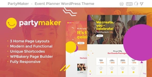 PartyMaker v1.1.2 - Event Planner & Wedding Agency WordPress Theme