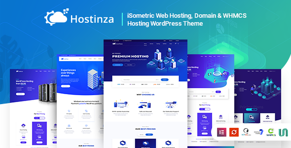 Hostinza v1.8.4 - Isometric Domain & Whmcs Web Hosting WordPress Theme