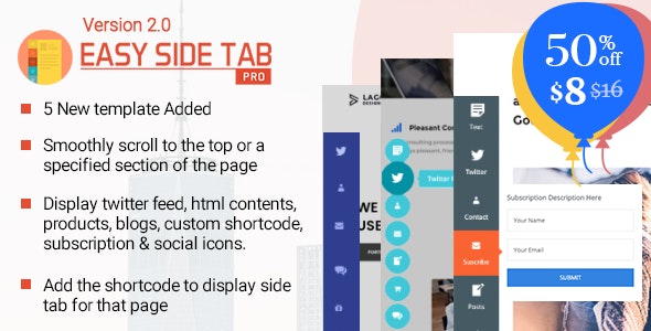 Easy Side Tab Pro v2.0.1 - Responsive Floating Tab Plugin For WordPress