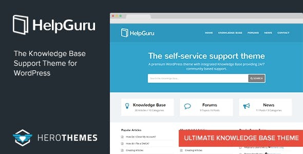 HelpGuru A Self-Service Knowledge Base WordPress Theme Nulled