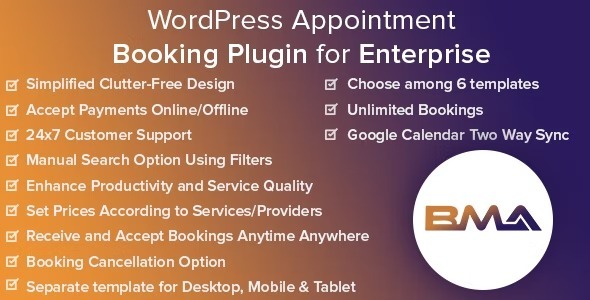 BMA Nulled WordPress Appointment Booking Plugin for Enterprise Free Download