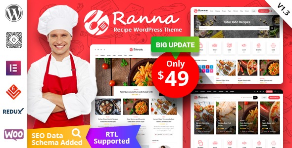 Ranna - Food & Recipe WordPress Theme + RTL Nulled