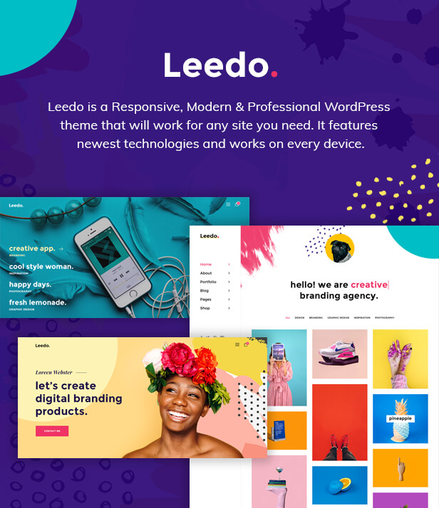 Leedo – Modern, Colorful & Creative Portfolio WordPress Theme Nulled