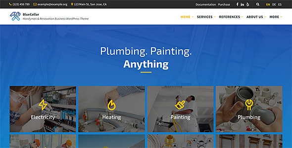 BlueCollar - Handyman & Renovation Business WordPress Theme Nulled