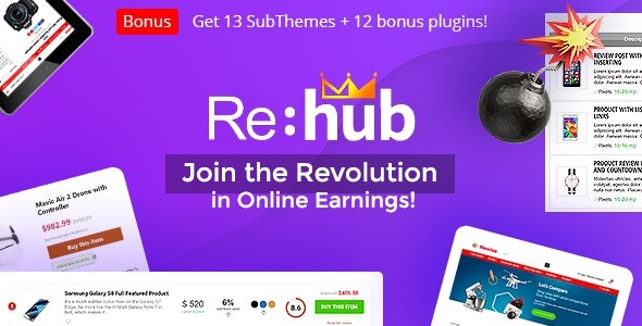 REHub Nulled Price Comparison, Affiliate Marketing, Multi Vendor Store, Community Theme Free Download