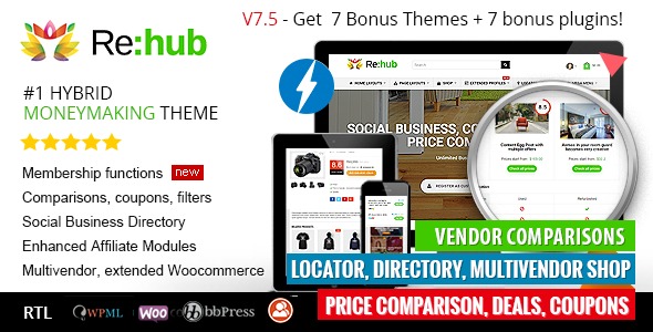 REHub Nulled Price Comparison, Affiliate Marketing, Multi Vendor Store, Community Theme Free Download