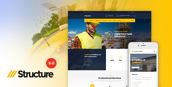 Structure - Construction Industrial Factory WordPress Theme Nulled