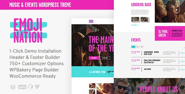 EmojiNation Night Club & Concert Event WordPress Theme Nulled