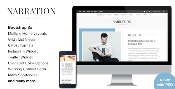 Narration - A Responsive WordPress Blog Theme Nulled