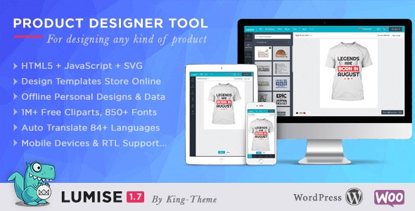 Product Designer for WooCommerce WordPress Lumise Nulled