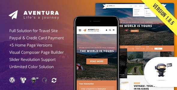 Aventura Nulled Travel & Tour Booking System WP Theme Free Download
