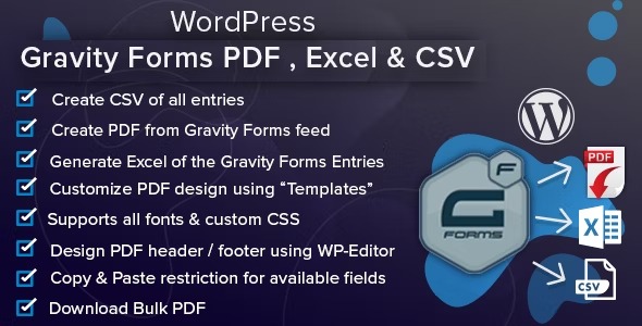 WordPress Gravity Forms Nulled PDF, Excel & CSV Free Download