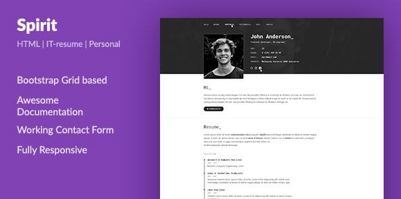 SpirIT – Portfolio & Resume HTML Template