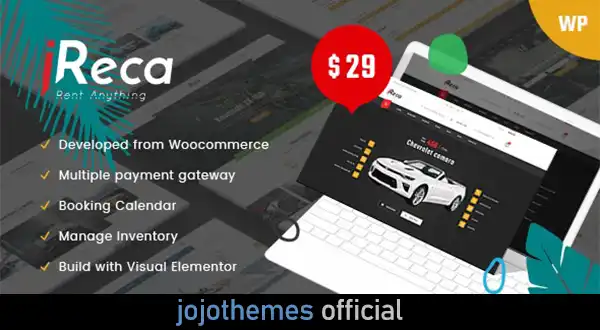 Ireca - Car Rental Boat, Bike, Vehicle, Calendar WordPress Theme