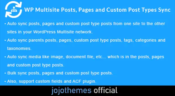 WordPress Multisite Posts, Pages and Custom Post Type Posts Sync Nulled