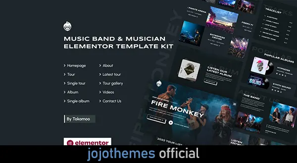 Fire Monkey - Music Band & Musician Elementor Template Kit