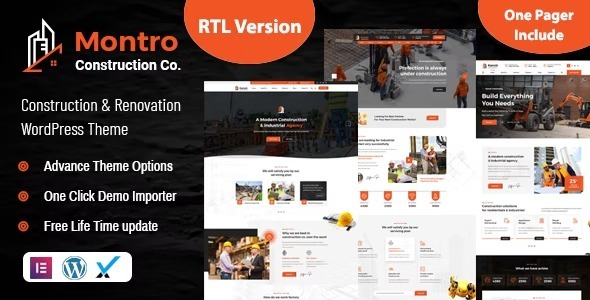 Montro Nulled Construction WordPress Theme Free Download