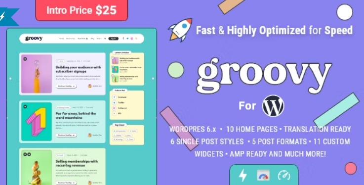 Groovy Nulled Modern & Lightweight Blog for WordPress Free Download