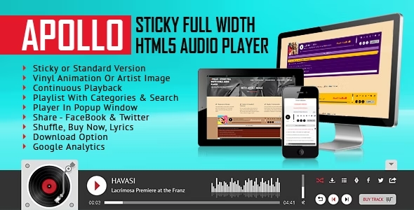 Apollo - Sticky Full Width HTML5 Audio Player - WordPress Plugin
