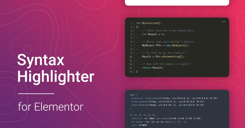 Coder – Syntax Highlighter for Elementor
